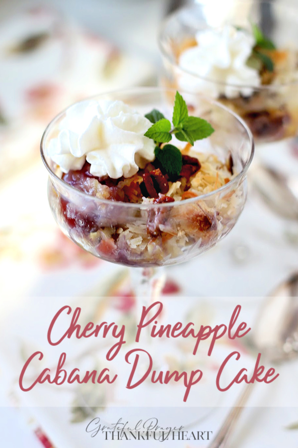 You are probably familiar with dump cakes. Though the title doesn't sound appealing, the cakes are amazingly delicious. Cherry pineapple cabana cake has a sprinkling of coconut that turns toasty while baking giving a wonderful tropical flavor.