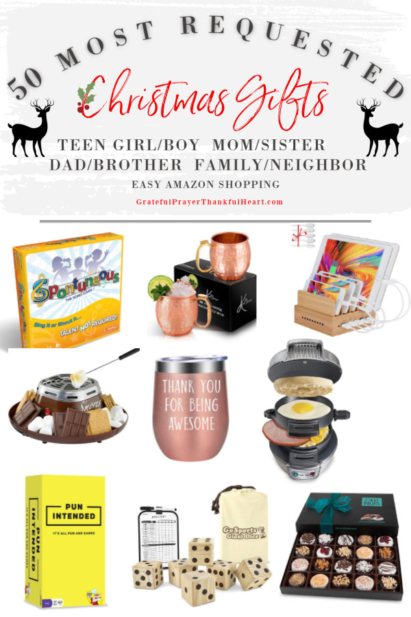 Make gift-giving easy for family gifts and the neighbors on your list. The best and most requested Christmas and holiday shopping guide with ideas and additional suggestions for Mom, sister, girlfriends, Dad, brother, guys, teen girls, teen boys, and him or her. Easy shopping and the best gifts from Amazon!