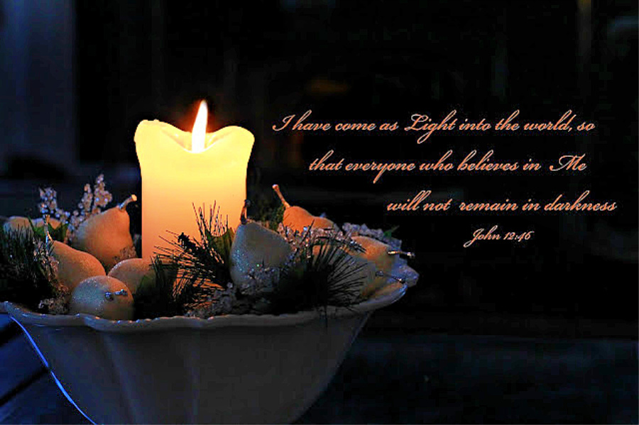 Light of the World John 12 verse 46 candle