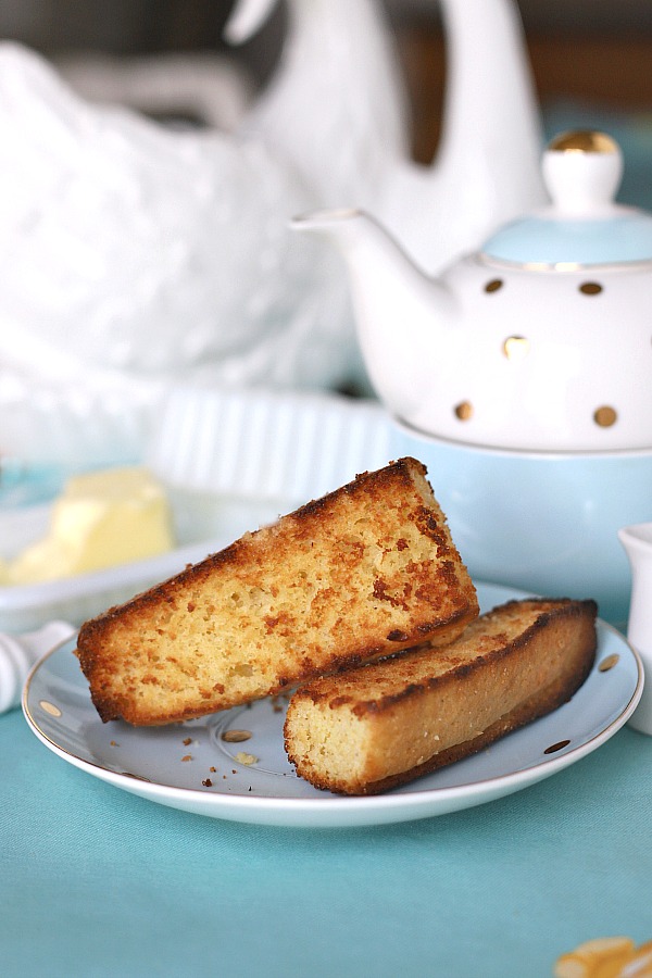 You'll love this very easy sweet honey cornbread simply mixed in a bowl and baked to a golden brown. Perfect toasted for morning or afternoon snack with a cup of tea!