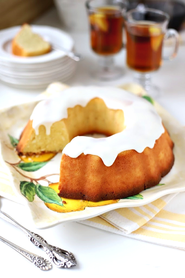 Easy recipe for coconut lemon cake made with coconut milk is similar to pound cake, baked in a Bundt pan,  and is a lovely tea time or coffee break dessert. 