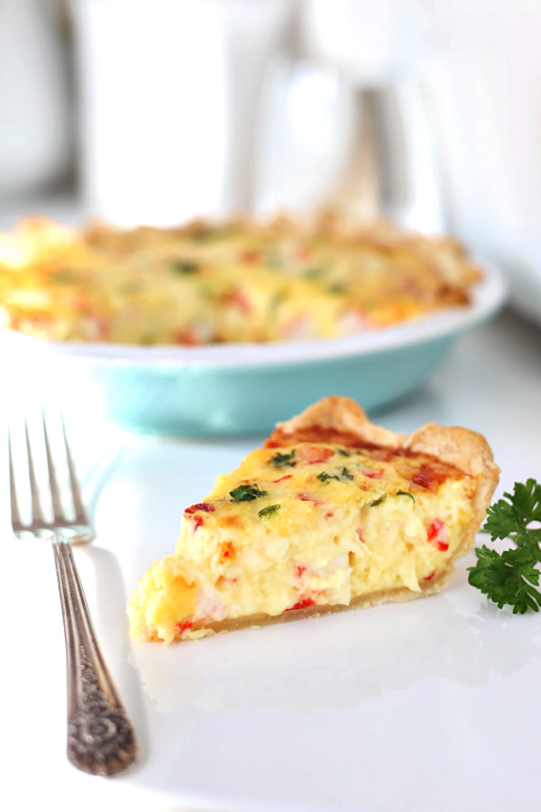 How can you not love a dish that is easy to make and easy to serve, tastes delicious, travels well and perfect for brunch, lunch and dinner. I even like it leftover for breakfast! Crab Quiche recipe is a keeper.
