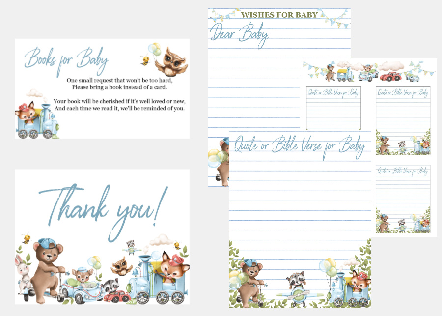 Traditional or virtual baby shower planner with invitations, games, decorations, food menu and recipes. Lists, guides for an easy & beautiful event!