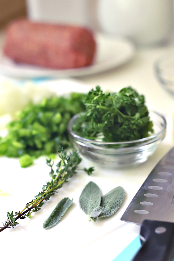 fresh sage and thyme herbs for sausage gravy