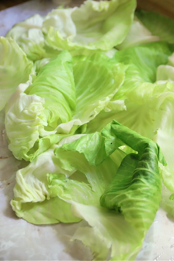 Separated cabbage leaves for Swedish cabbage rolls