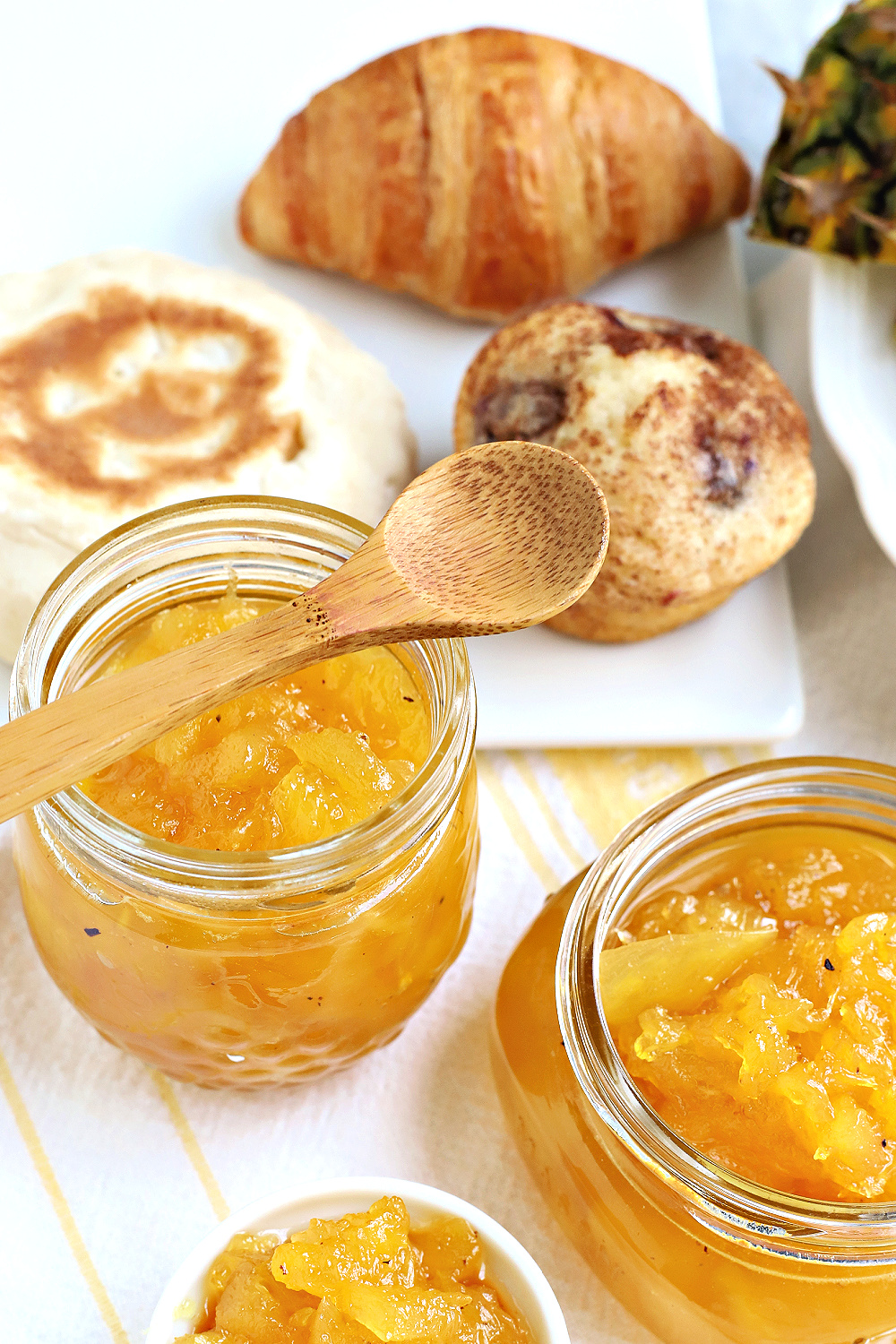 Super quick and easy recipe for fresh pineapple jam using just a few ingredients. Makes a small batch perfect on toast and ice cream topping. 