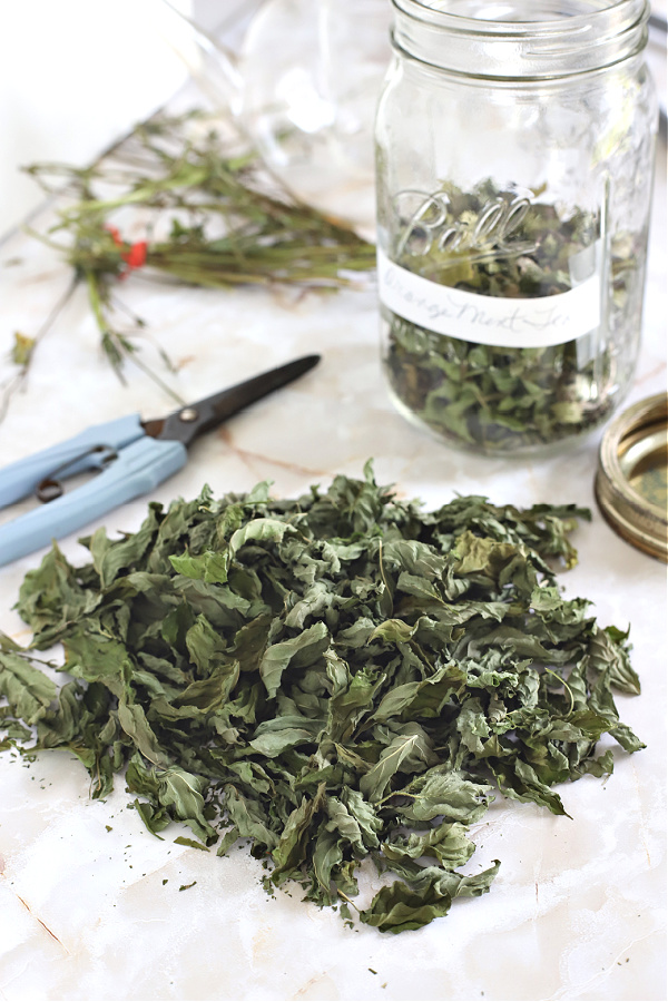 dried leaves for herbal orange mint tea