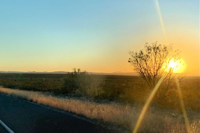 Sunset drive to Alpine during our west Texas travel.