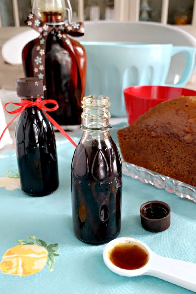 Homemade Vanilla Extract is an easy 2-ingredient recipe. Pour vodka over vanilla beans and wait for flavor to develop. Great gift for bakers.