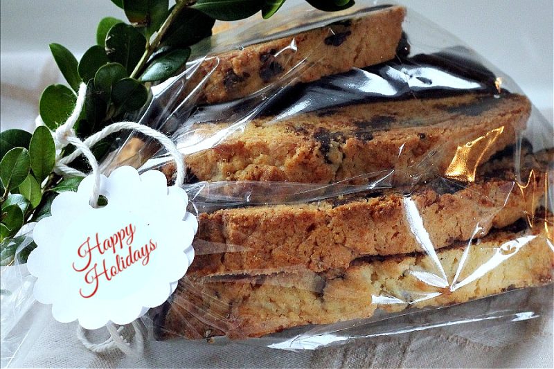 Chocolate Biscotti Christmas food gift from your kitchen