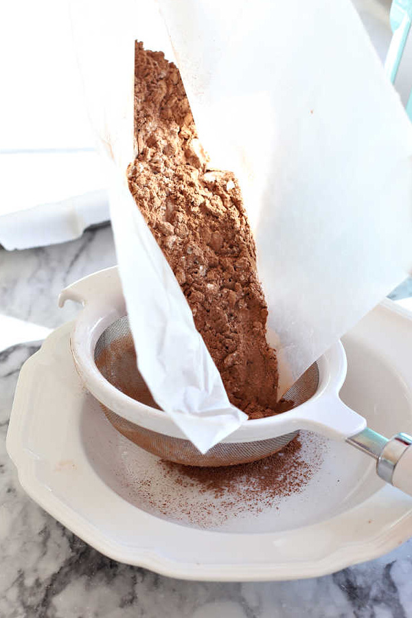 Double sifting the flour and cocoa powder.