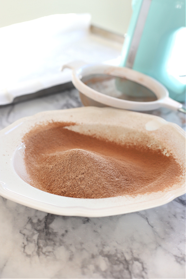 Double sifting the flour and cocoa powder.