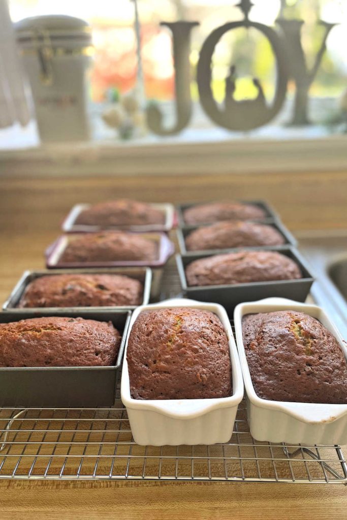 Fig and Date Nut Bread mini loaves for Christmas gift giving.