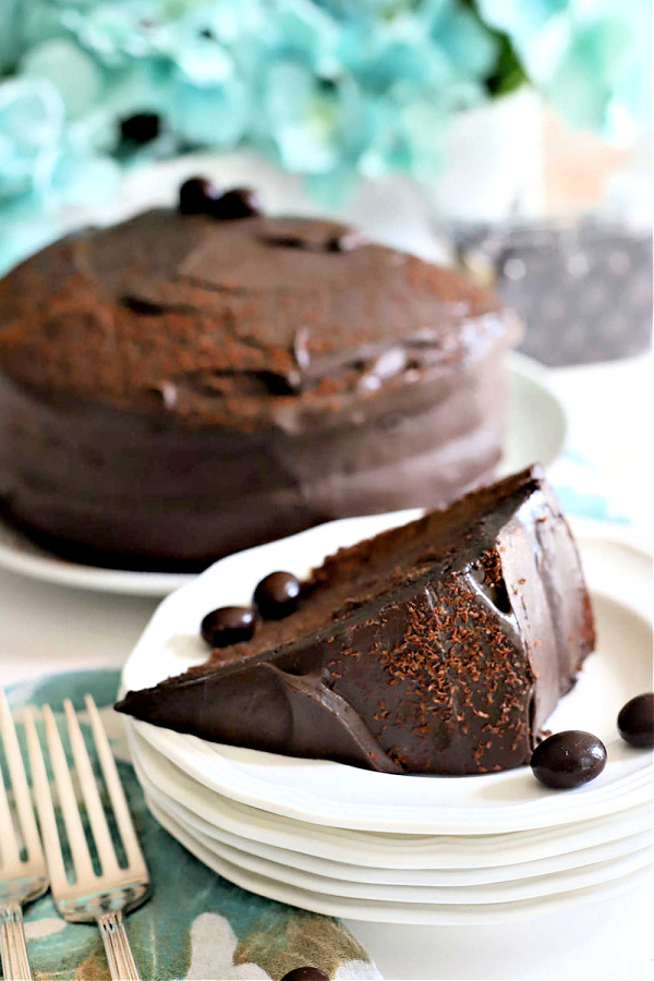 Decadent and rich chocolate mocha cake with fluffy frosting is an easy recipe beginning with a box mix.