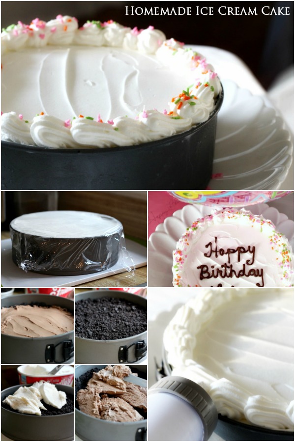 Easy how to recipe for making a homemade birthday ice cream cake.