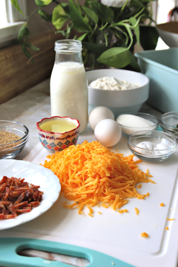 Grated sharp cheddar cheese for cheese bacon wheat germ quick bread recipe