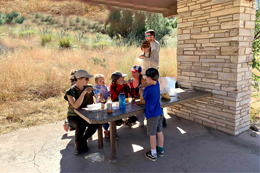 Picnic lunch Big Bend National Park with kids.